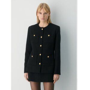 Aritzia Babaton Tiffany Tweed Jacket Sz 0 Black